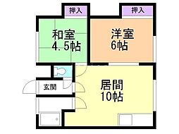 陽光マンション 2階2LDKの間取り