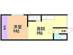 第1本町ハウス 2階1LDKの間取り