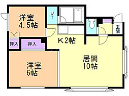 レジデンスやまいちパート1 2LDKの間取図画像