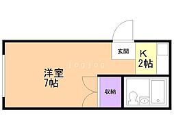 コーポ福田2 1Kの間取図画像