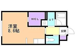 札幌市営東豊線 豊平公園駅 徒歩10分の賃貸マンション 4階1Kの間取り