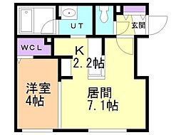 札幌市営東豊線 福住駅 徒歩8分の賃貸マンション 1階1LDKの間取り