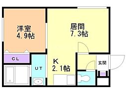 アニバーサリー16 3階1LDKの間取り