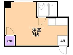 コーポ福田2 ワンルームの間取図画像