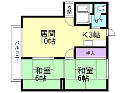 アーバンフォレスト1 2LDKの間取図画像