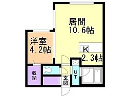 カレラ学園前 1LDKの間取図画像