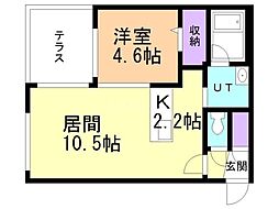 カレラ学園前 1LDKの間取図画像