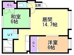 クリアリバー4.3 2LDKの間取図画像