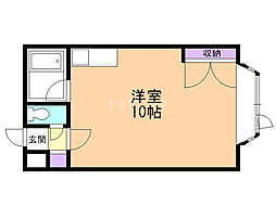 サンリバー南沢II 3階ワンルームの間取り