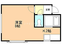 プリンスハイツ2 1Kの間取図画像