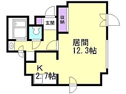 ワイエム南平岸 1Kの間取図画像