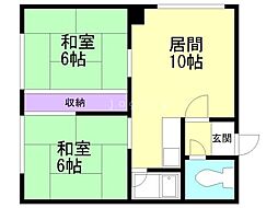 第3フラワーコーポ 2LDKの間取図画像