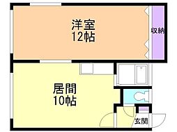 成田マンション2 1LDKの間取図画像