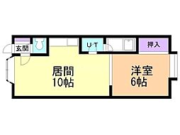 第21大成コーポ 1LDKの間取図画像