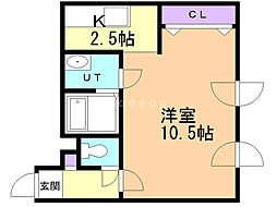 セジュール美園 1Kの間取図画像
