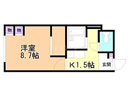 レオパレス月寒ベストフラット 3階1Kの間取り