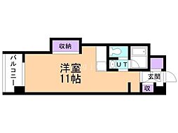 じょうてつドエル真駒内 9階ワンルームの間取り