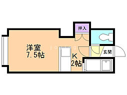 ラビリンス壱番館 1Kの間取図画像