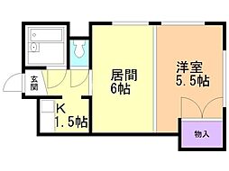 スタジオ7 1DKの間取図画像