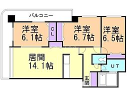 ハイブライト平岡 3LDKの間取図画像