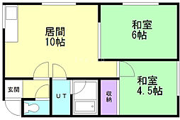 コーポ中村 2LDKの間取図画像