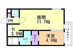 Land平岸 1LDKの間取図画像