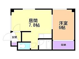 第2家土住マンション 1DKの間取図画像