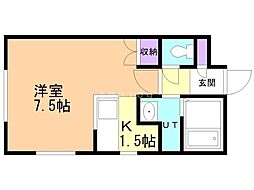 M.5.3 1Kの間取図画像