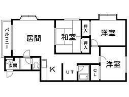 グランドール西岡1 3LDKの間取図画像