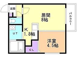 アスウェル美園フレット 1LDKの間取図画像