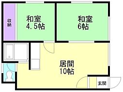 コーポ旭 2LDKの間取図画像