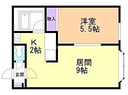 アフロート菊水 1LDKの間取図画像