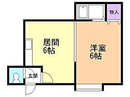 イー・エフ南郷壱番館 1DKの間取図画像
