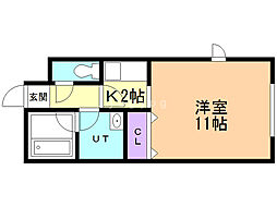 グランデ川沿 1Kの間取図画像