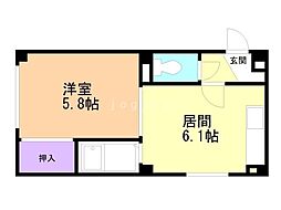 ハーベスト2 1DKの間取図画像