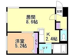 ドリホ豊平公園A 1LDKの間取図画像