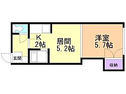 デベックス澄川47 1DKの間取図画像