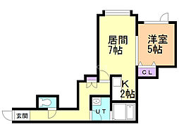 ハピネス.厚別東 1LDKの間取図画像