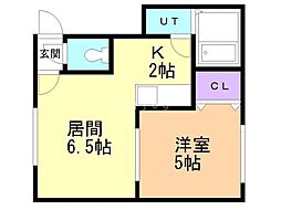カシーナ平岸高台壱番館 1LDKの間取図画像