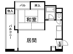 中の島リバーサイドマンション 1LDKの間取図画像