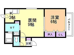 アスカア平岸 1LDKの間取図画像