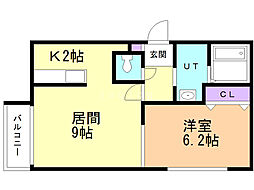 アボンド平岸 1LDKの間取図画像