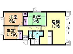 ウエストヒルズ弐番館 3LDKの間取図画像