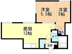 ビッグバーンズマンション月寒1 2LDKの間取図画像