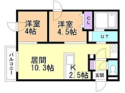 仮)カームヒルズ西岡 2LDKの間取図画像