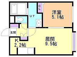 平岸アペリオ 1LDKの間取図画像