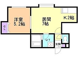 シュクルマノワール 1LDKの間取図画像