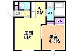 セントニア46 1LDKの間取図画像