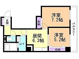 ドエル豊平7条 1LDKの間取図画像