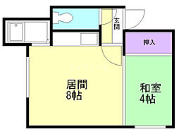 北菱パークハイツ 1DKの間取図画像